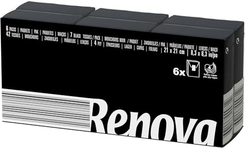 Renova Tissues Compact schwarze Taschentücher 6 Päckchen