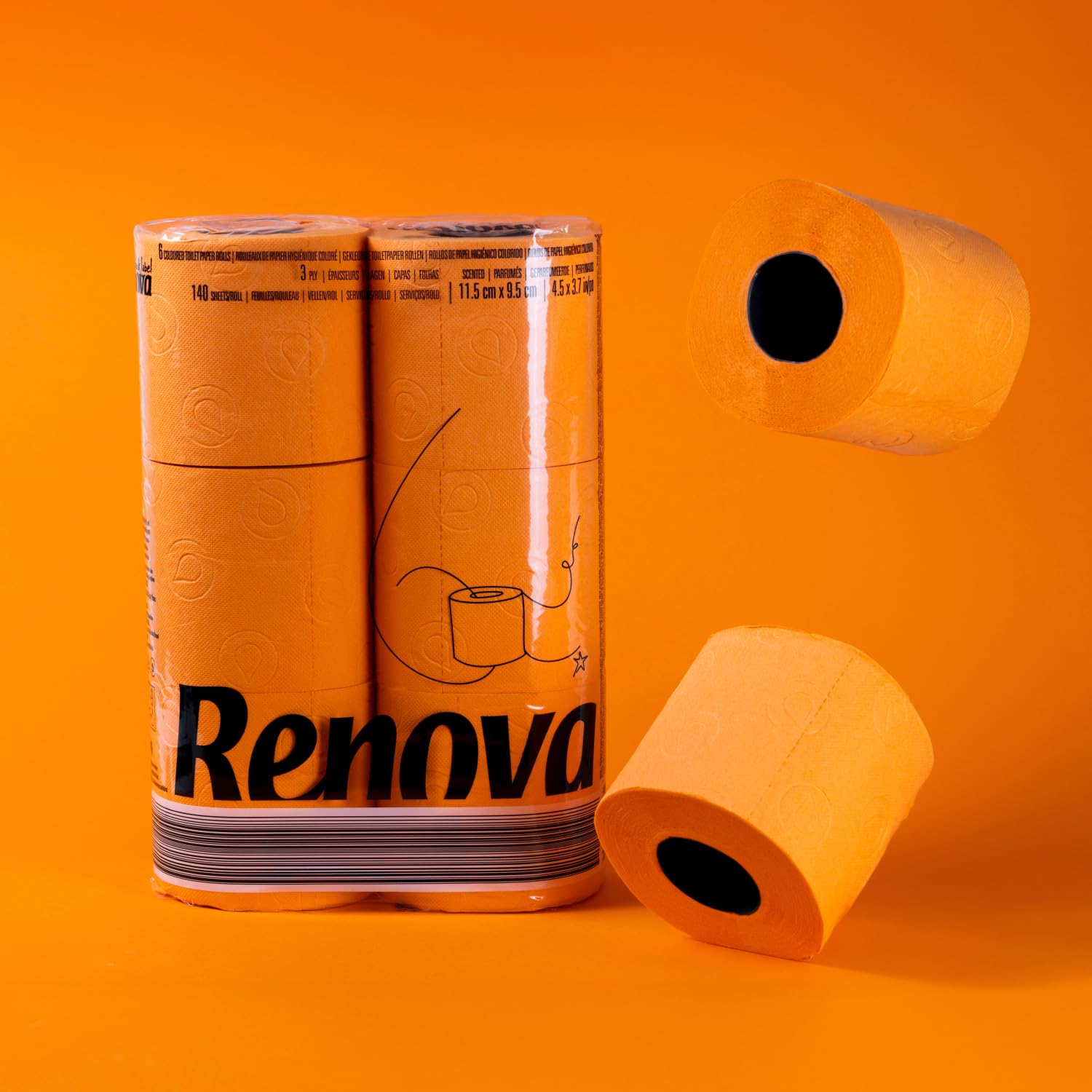 Renova Toilet Paper Orange Regular 6 200064519 Toilettenpapier, 1 Rolle