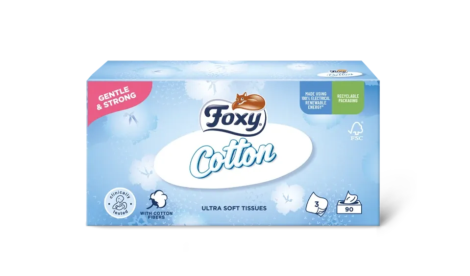 Foxy Cotton Taschentücher, 3-lagig mit Baumwollfasern