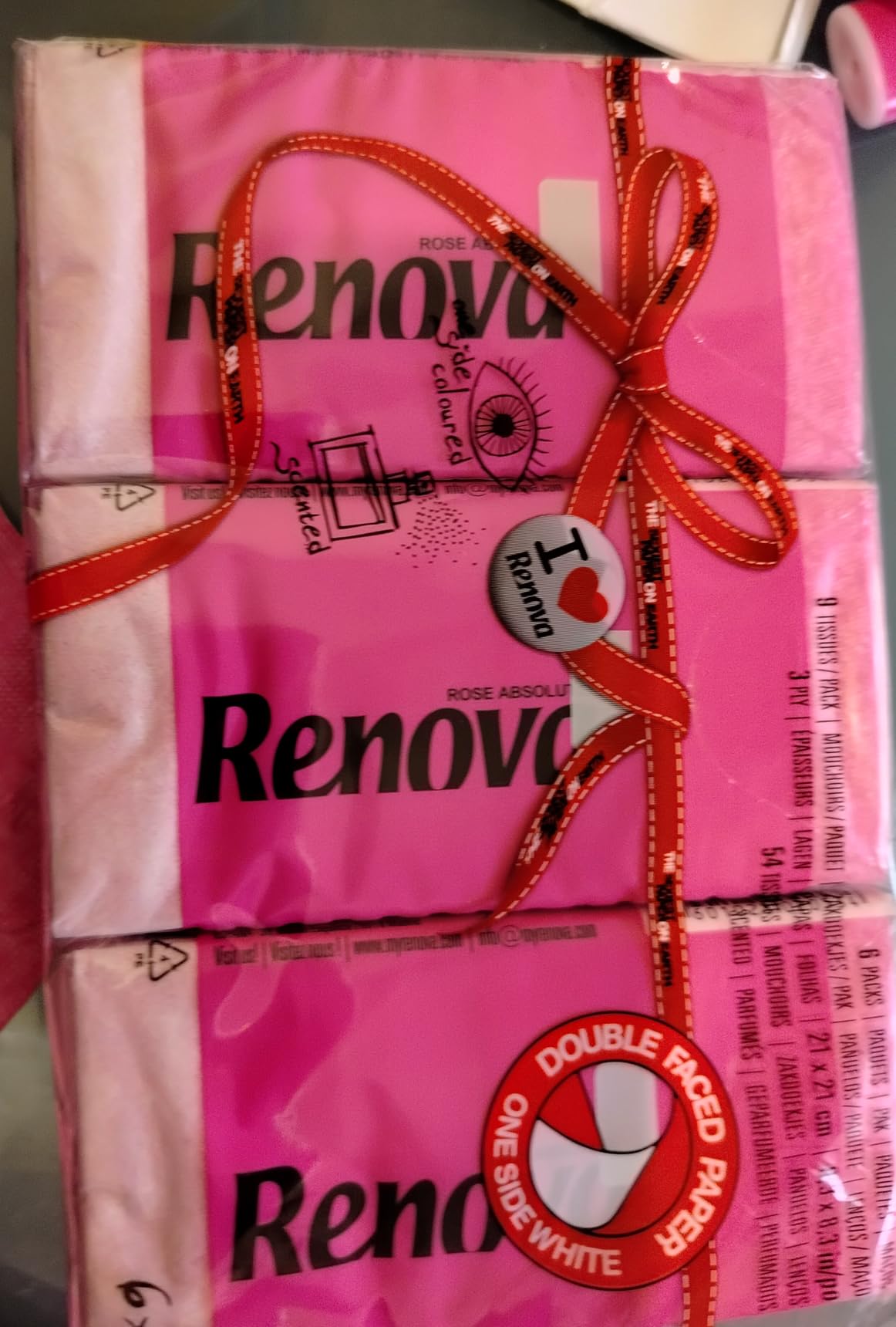 Renova Tissues Red Label Taschentücher blau, Blaubeerkuchenduft, 6 Päckchen