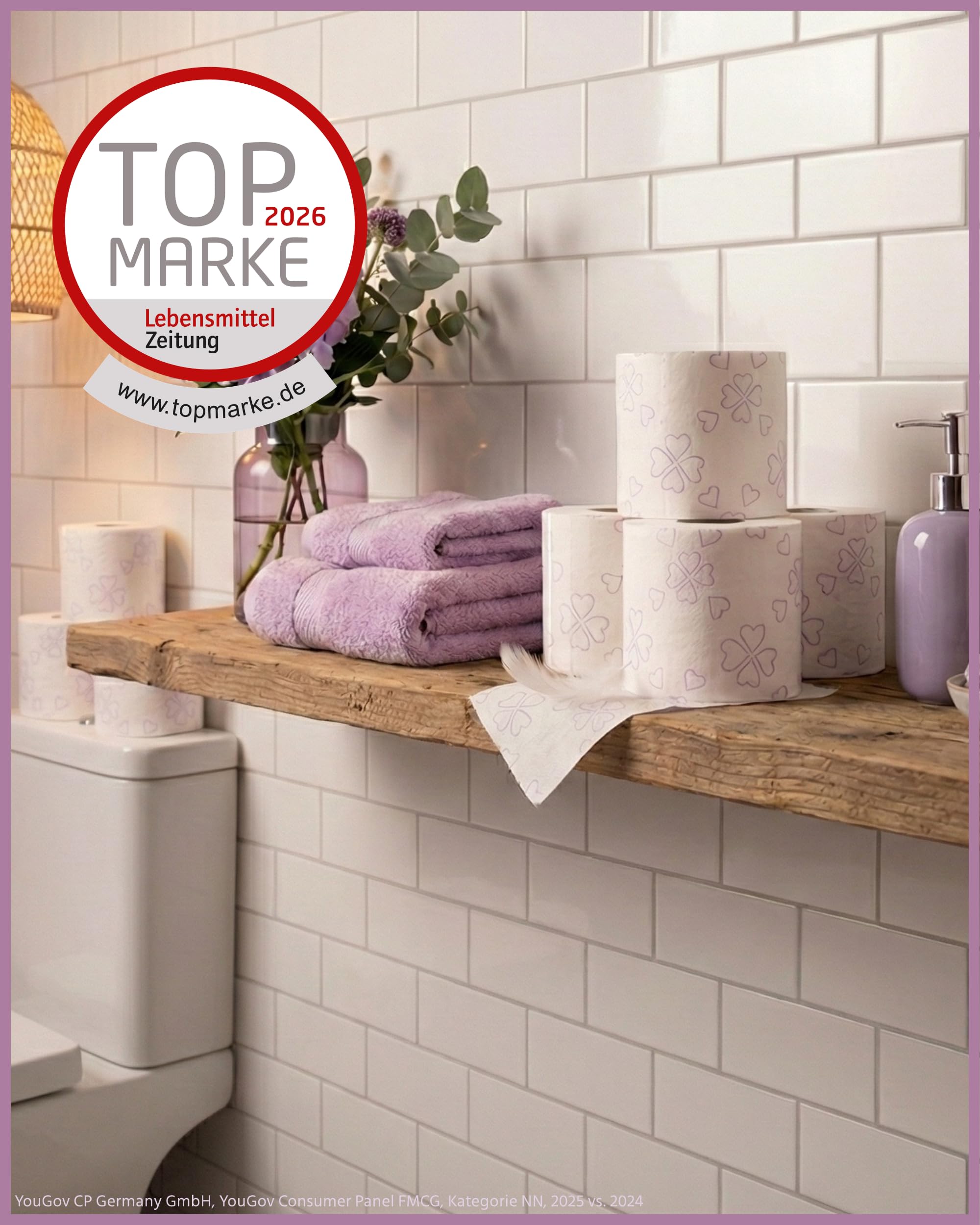Glücksblatt Toilettenpapier Toilettenpapier 56 Rollen Blütenduft 4-lagig