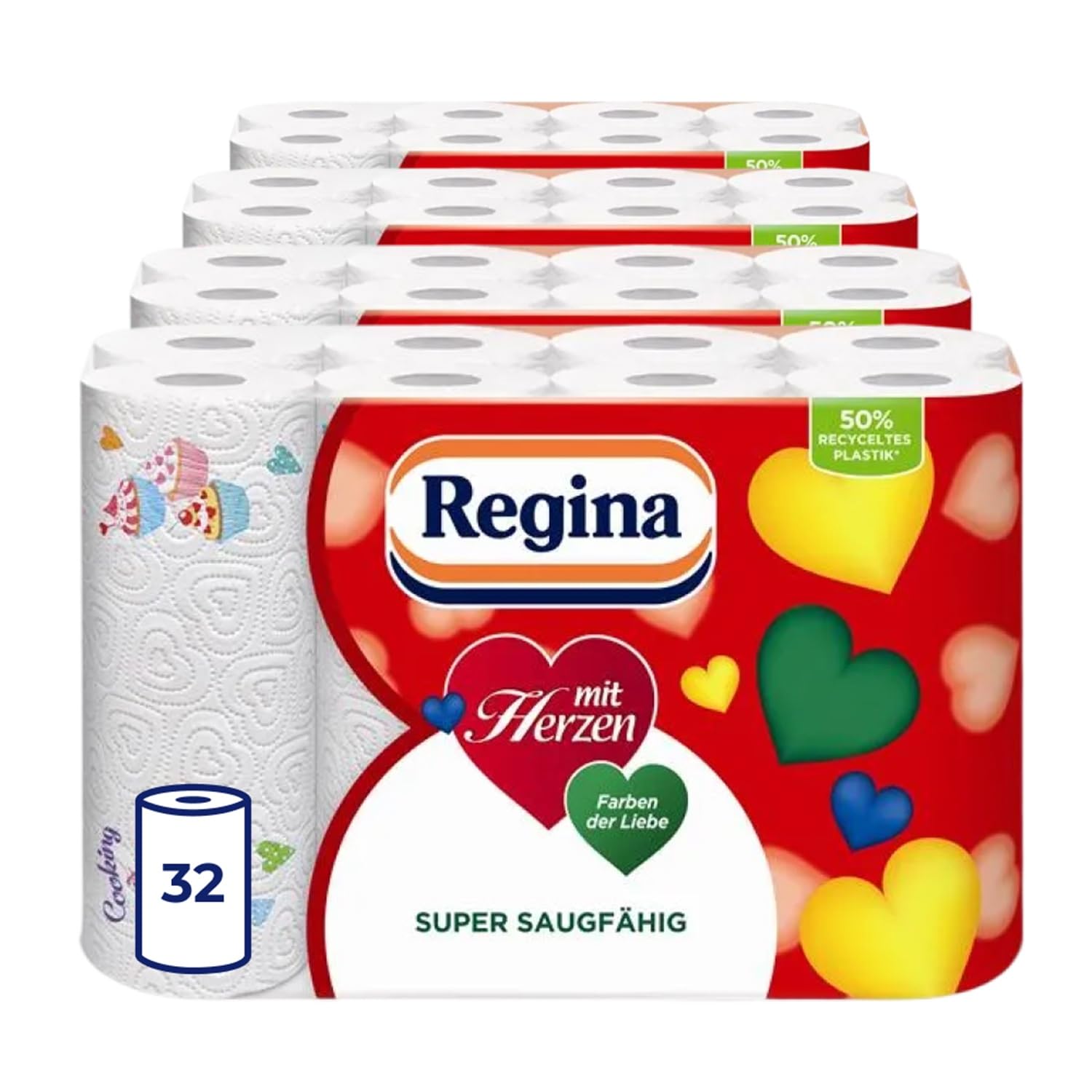 Regina mit Herzen Haushaltstücher 8 Rollen, 3-lagig