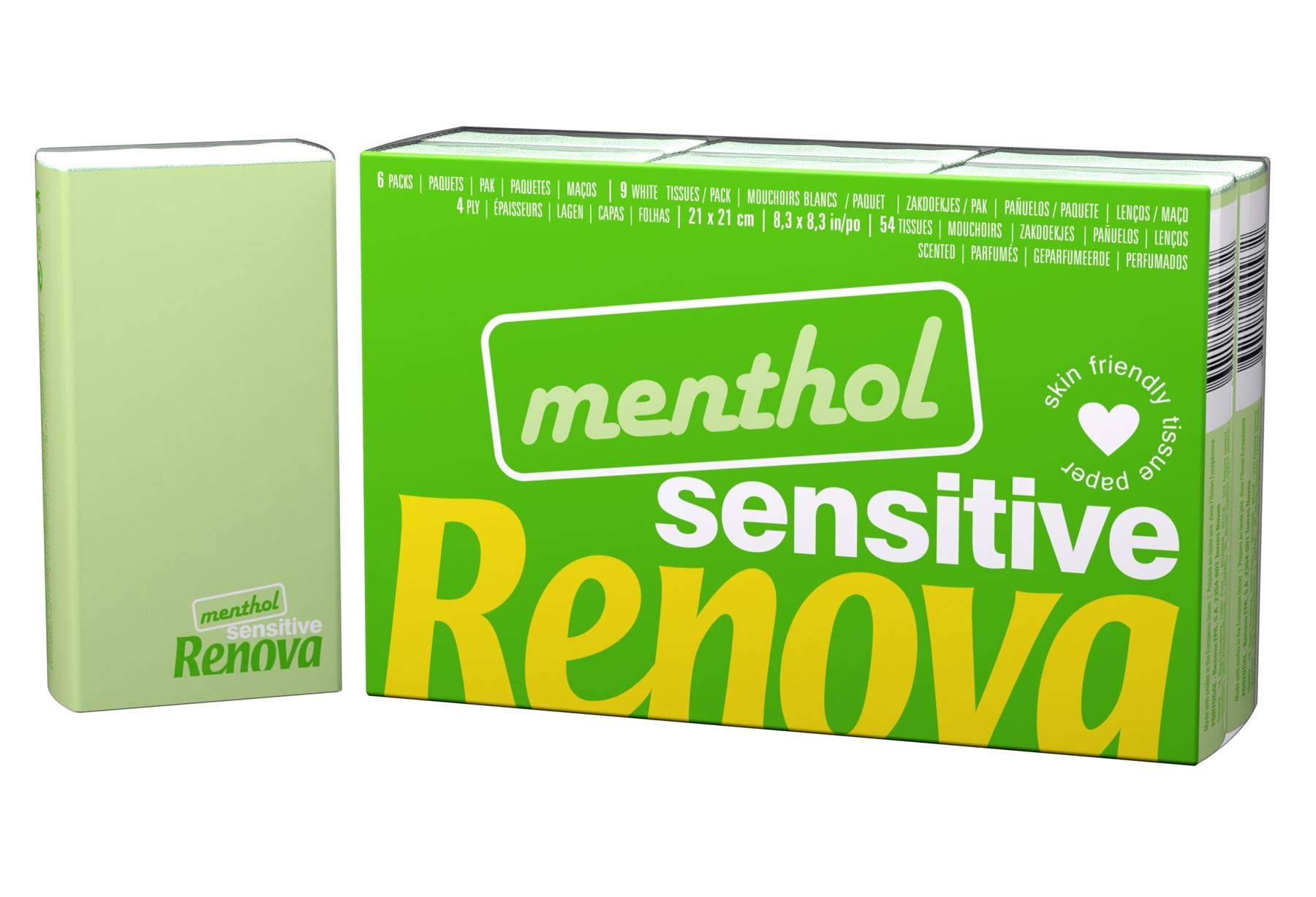 Renova Tissues SENSITIVE MENTHOL Pocket Tissues 6 Packs, weiß