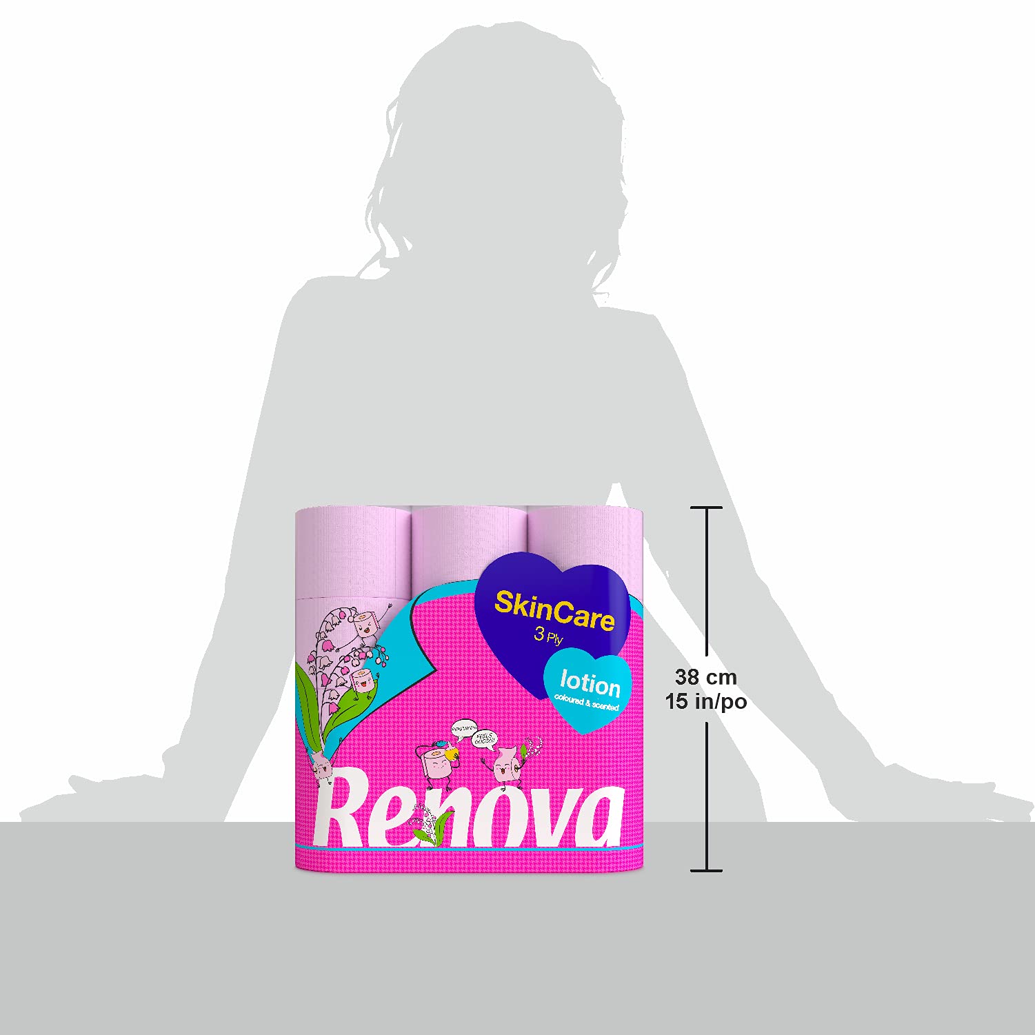 Renova Toilet Paper SKINCARE LOTION Toilettenpapier rosa, 12 Rollen