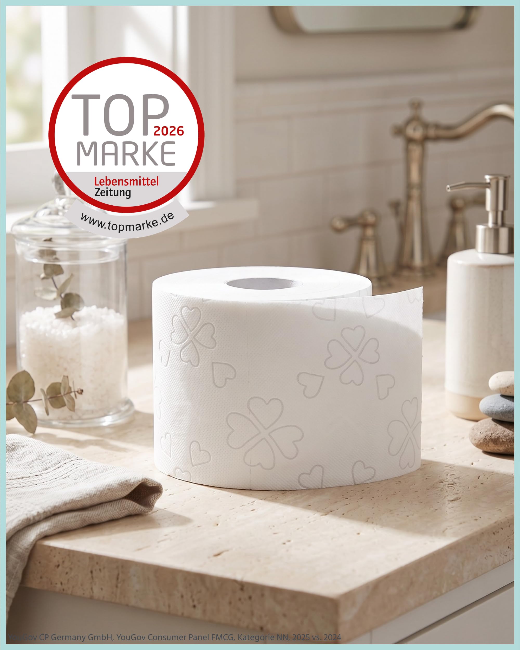 Glücksblatt Toilettenpapier Box, 75 Rollen à 180 Blatt, 3-lagig