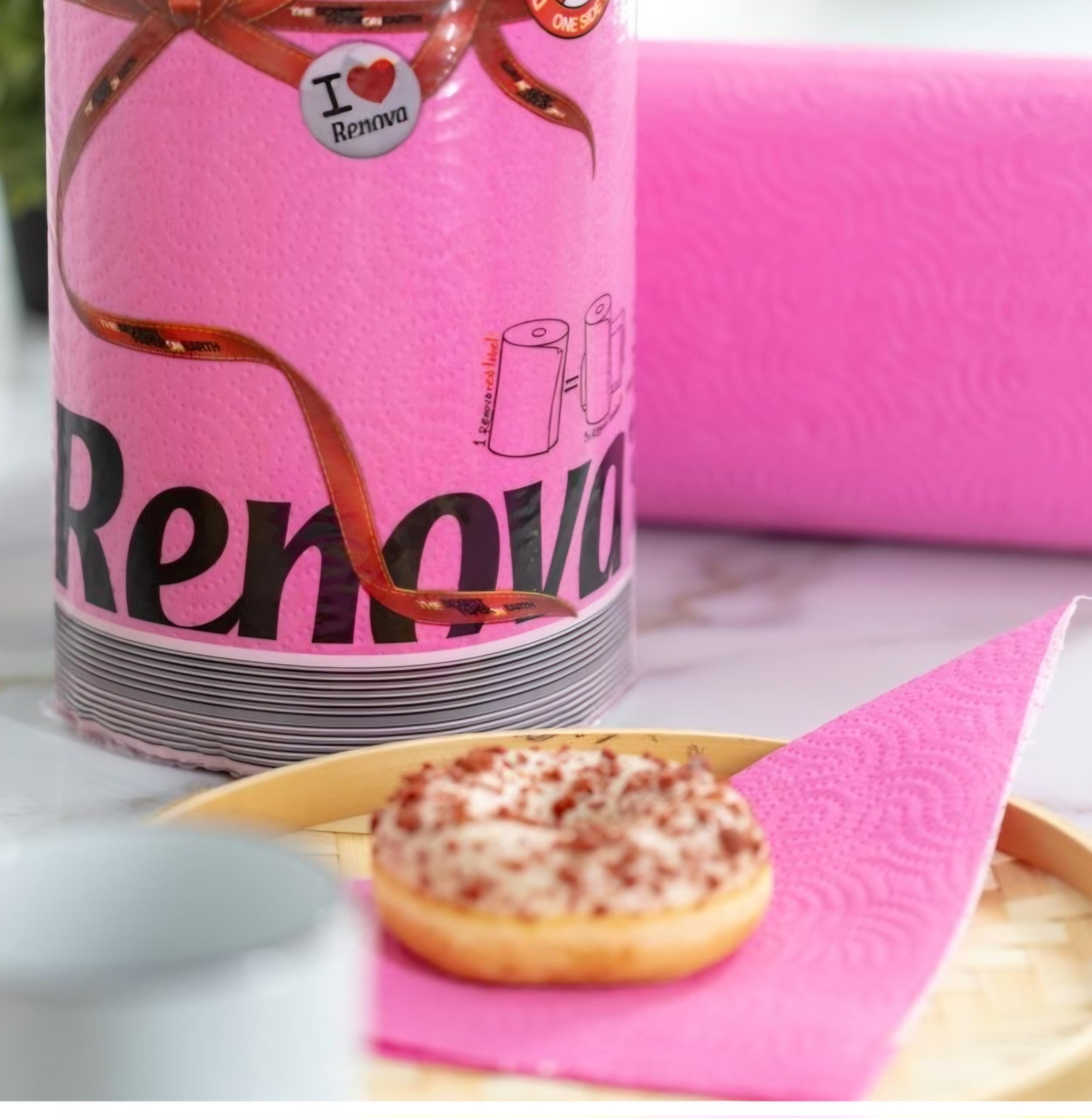 Renova Kitchen Roll Pink Paper Towel 1 Roll, rosa