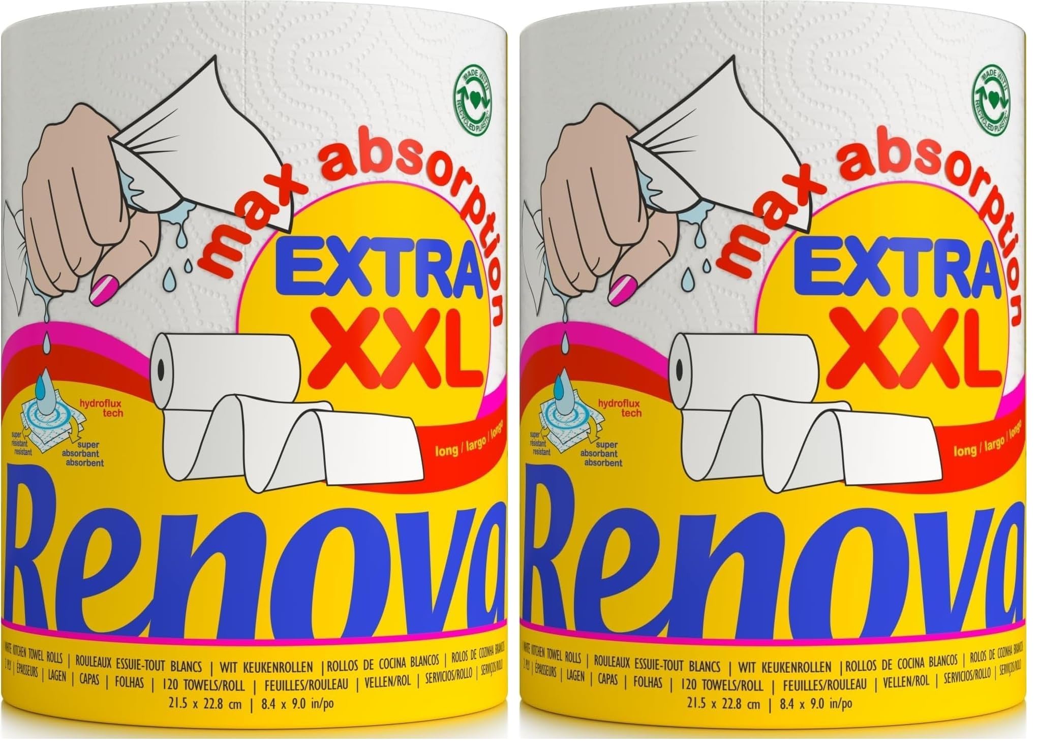 Renova Kitchen Roll MAX ABSORPTION EXTRA XXL Küchenrolle, 1 Rolle, 120 Blatt