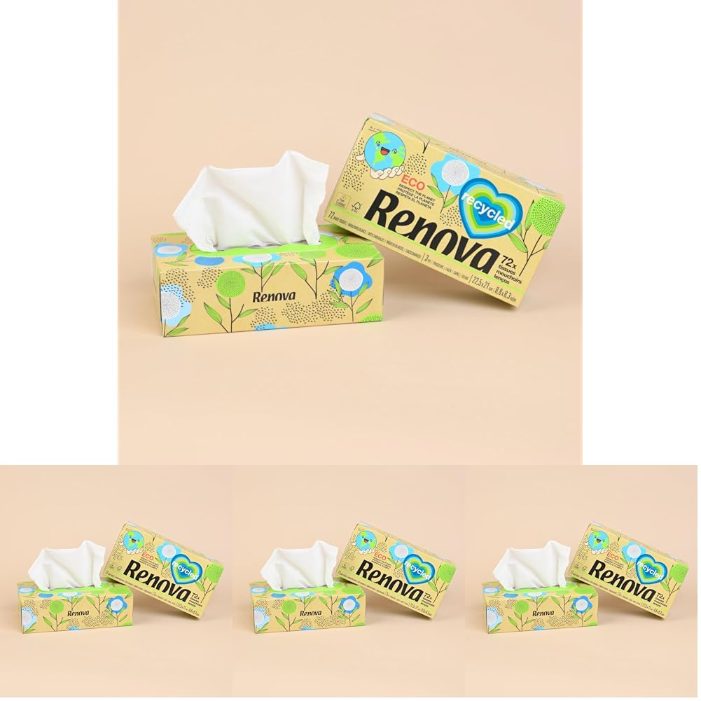 Renova Tissues 100% RECYCLED Taschentücher 70er Pack, 100 % Recyclingpapier