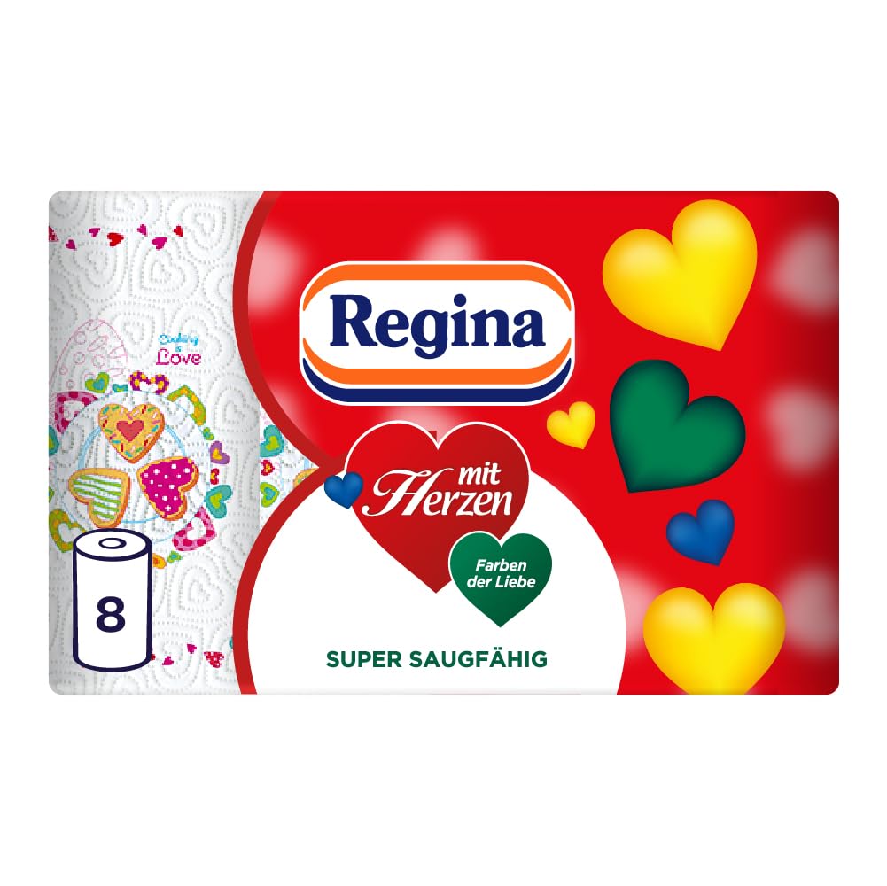 Regina mit Herzen Haushaltstücher 8 Rollen, 3-lagig