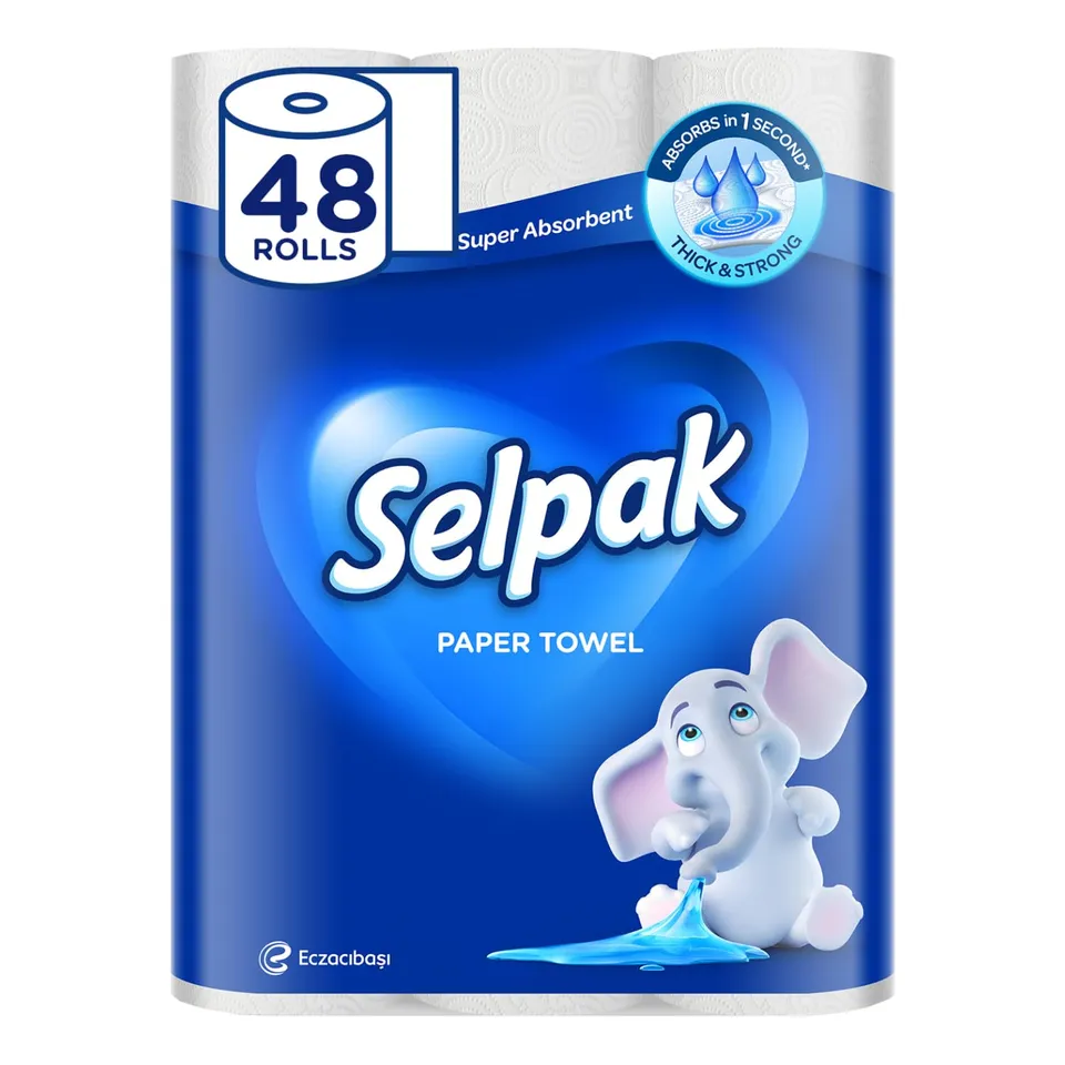 Selpak Paper Towels Küchenpapier, 48 Rollen à 75 Blatt, 3-lagig