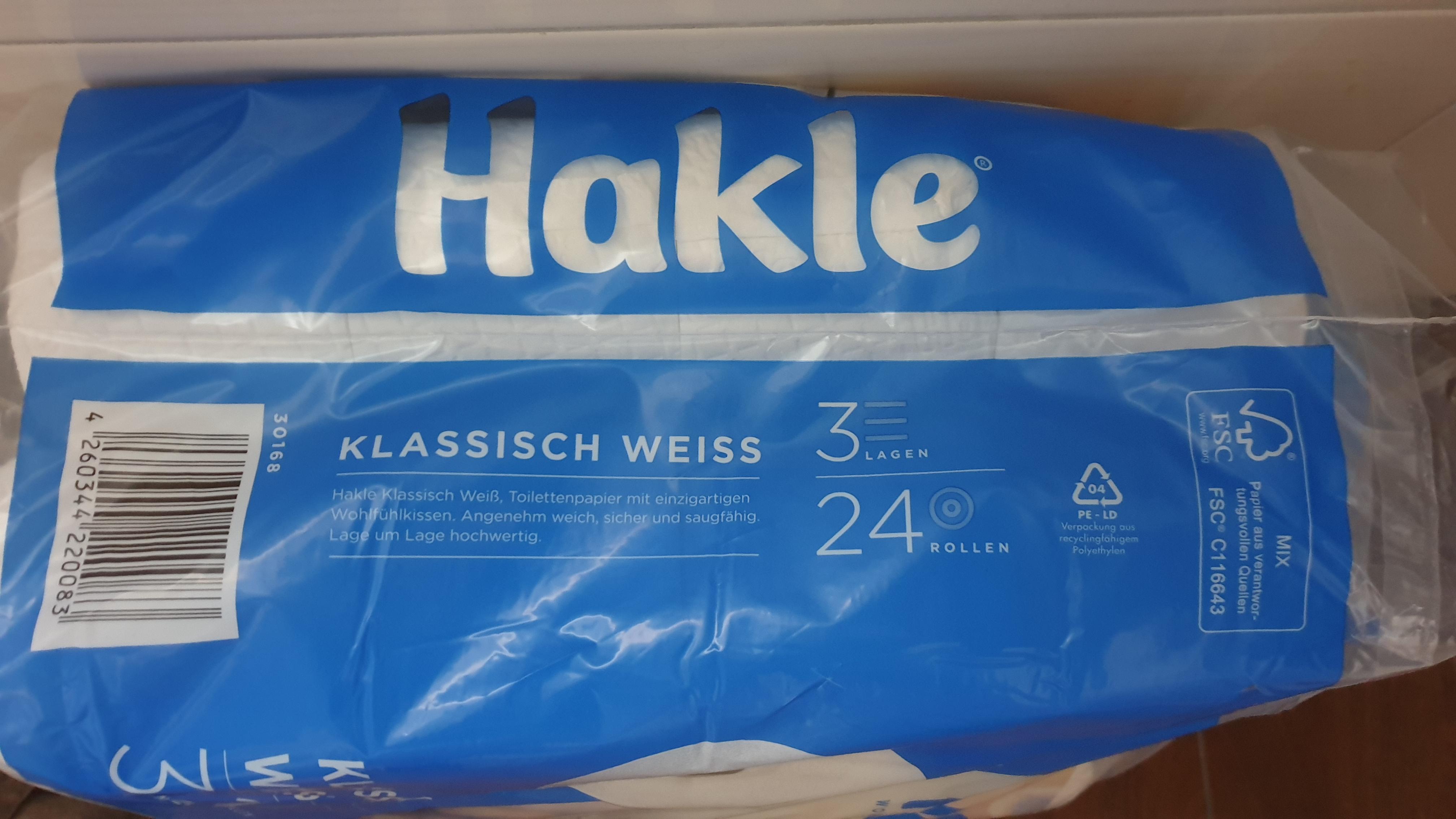 Hakle Klassisch Toilettenpapier 80 Rollen, 3-lagig und weiß