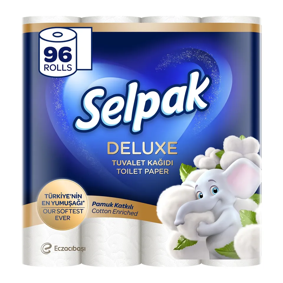Selpak Deluxe Toilettenpapier 96 Rollen, 3-lagig mit Baumwollfasern